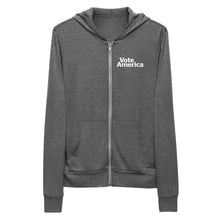 Load image into Gallery viewer, Unisex zippered hoodie - VoteAmerica logo
