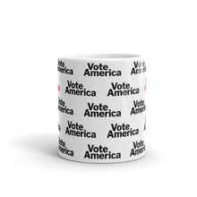 Load image into Gallery viewer, VoteAmerica Logo Patterned White Glossy Mug
