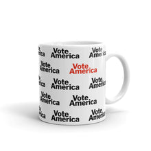 Load image into Gallery viewer, VoteAmerica Logo Patterned White Glossy Mug
